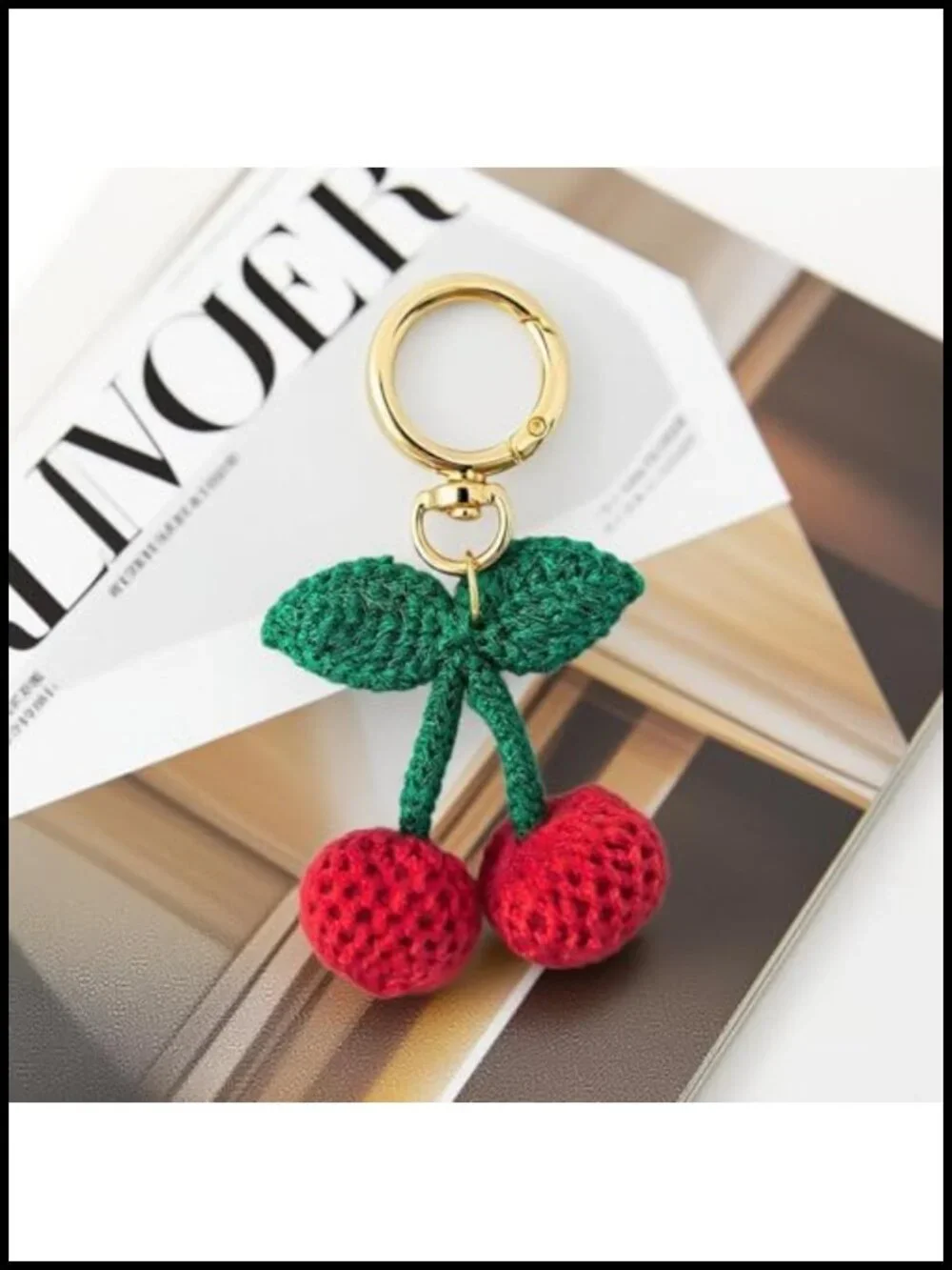 Cute Crochet Turtle Keychain Donut Cherry Bag Charm Handmade Plush Accessory
